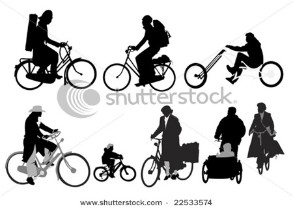 Bicyclists, silhouettes, collection