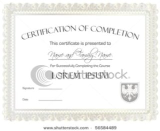 Certificate of completion, template.