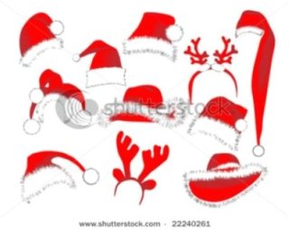 Collection of Christmas hats, vector illustration.