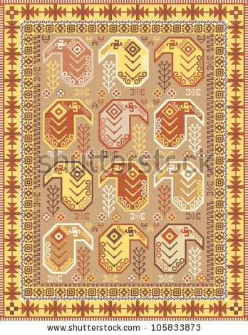 Kilim-style carpet design.