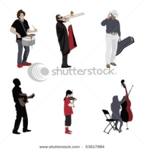 Musicians with their instruments.