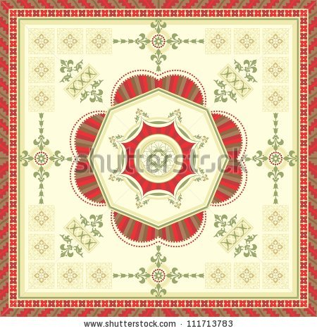 Ornamental square carpet.