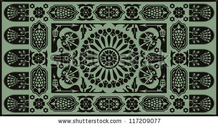 Ottoman style monochrome floral carpet.