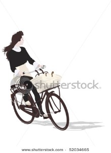 Beautiful girl riding bicycle.