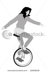 Young girl riding unicycle