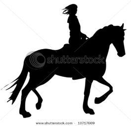 Girl horseback riding silhouette.