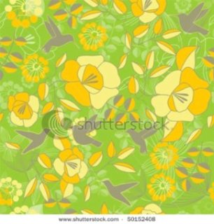 Seamless floral pattern with humming-birds.